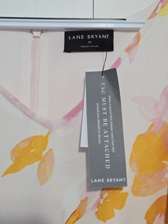 Lane Bryant Floral Fit & Flare Dress Size 20 NWT Pink Yellow Spring Midi - Picture 2 of 6